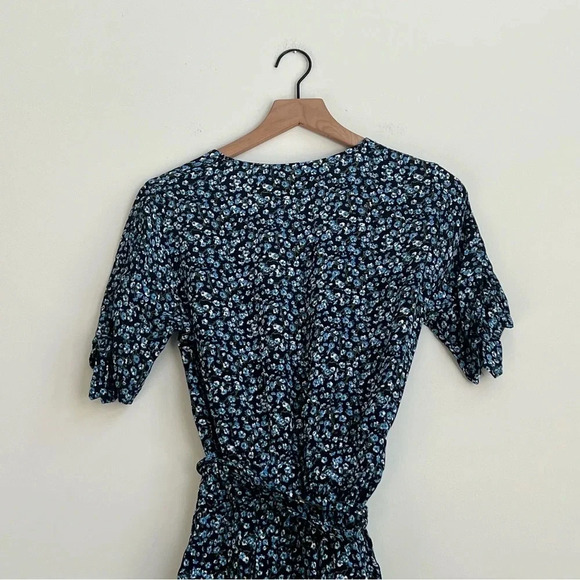 Faithfull the Brand Oslo Ditzy Blossom Village Blue Floral Mini Wrap Dress Us 4 - Picture 10 of 15